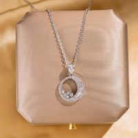 304 Stainless Steel Copper Elegant Lady Modern Style Inlay Letter Butterfly Lock Acrylic Zircon Pendant Necklace sku image 17