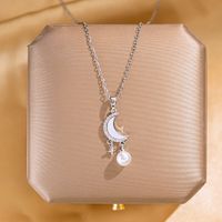 304 Stainless Steel Copper Elegant Lady Modern Style Inlay Letter Butterfly Lock Acrylic Zircon Pendant Necklace main image 11