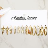 6 Pairs Simple Style Solid Color C Shape Inlay Alloy Pearl Earrings Ear Studs sku image 4