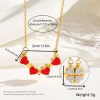 Titanium Steel 18K Gold Plated Casual Commute Plating Magnetic Inlay Heart Shape Zircon Pendant Necklace sku image 1