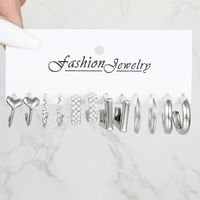 6 Pairs Simple Style Solid Color C Shape Inlay Alloy Pearl Earrings Ear Studs sku image 6