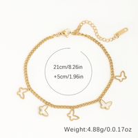 Beach Streetwear Butterfly 304 Stainless Steel Hollow Out Inlay Shell 18K Gold Plated Women's Anklet main image 2