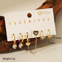 Copper 14K Gold Plated Casual Enamel Inlay Heart Shape Artificial Pearls Zircon Ear Studs main image 4