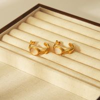 1 Pair Retro C Shape 304 Stainless Steel 18K Gold Plated Ear Studs main image 2