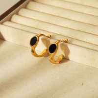 1 Pair Retro C Shape 304 Stainless Steel 18K Gold Plated Ear Studs main image 3