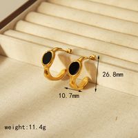 1 Pair Retro C Shape 304 Stainless Steel 18K Gold Plated Ear Studs sku image 3