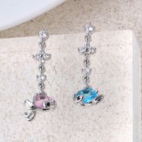 1 Piece IG Style Sweet Fish Inlay Copper Zircon 18K Gold Plated White Gold Plated Gold Plated Drop Earrings sku image 2