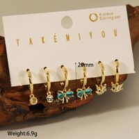 Copper 14K Gold Plated Casual Inlay Heart Shape Butterfly Bow Knot Artificial Pearls Zircon Ear Studs main image 4