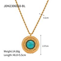 Edelstahl 304 18 Karat Vergoldet Einfacher Stil Klassischer Stil Inlay Einfarbig Türkis Halskette Mit Anhänger sku image 1