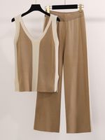 Daily Women's Vintage Style Color Block Polyester Pants Sets main image 3