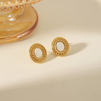 1 Pair Vintage Style Round Solid Color 304 Stainless Steel 18K Gold Plated Drop Earrings main image 2
