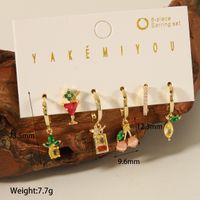 Copper 14K Gold Plated Casual Inlay Cherry Wine Glass Zircon Ear Studs main image 2