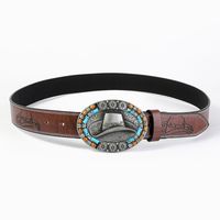 Vintage Style Simple Style Solid Color Pu Leather Wooden Beads Unisex Leather Belts main image 5