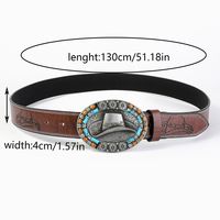 Vintage Style Simple Style Solid Color Pu Leather Wooden Beads Unisex Leather Belts sku image 1