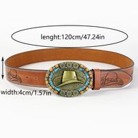 Vintage Style Simple Style Solid Color Pu Leather Wooden Beads Unisex Leather Belts sku image 2