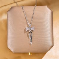 304 Stainless Steel Copper Elegant Lady Modern Style Inlay Letter Butterfly Lock Acrylic Zircon Pendant Necklace sku image 11
