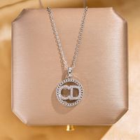 304 Stainless Steel Copper Elegant Lady Modern Style Inlay Letter Butterfly Lock Acrylic Zircon Pendant Necklace sku image 4