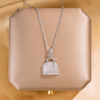 304 Stainless Steel Copper Elegant Lady Modern Style Inlay Letter Butterfly Lock Acrylic Zircon Pendant Necklace sku image 7