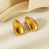 1 Pair IG Style Moon Water Solid Color 304 Stainless Steel 18K Gold Plated Ear Studs main image 3