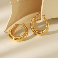 1 Pair IG Style Moon Water Solid Color 304 Stainless Steel 18K Gold Plated Ear Studs main image 4