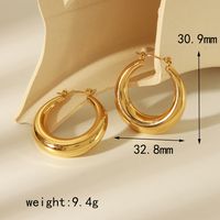 1 Pair IG Style Moon Water Solid Color 304 Stainless Steel 18K Gold Plated Ear Studs sku image 1