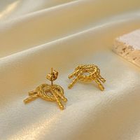 1 Pair Simple Style Knot 304 Stainless Steel 18K Gold Plated Ear Studs main image 6