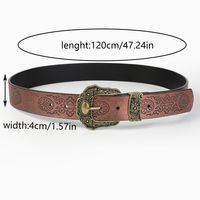 Casual Retro Solid Color Pu Leather Wooden Beads Turquoise Unisex Leather Belts main image 2