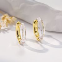 1 Pair Simple Style Classic Style Geometric Arylic Copper Hoop Earrings main image 4