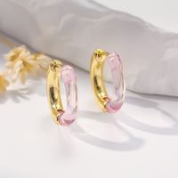 1 Pair Simple Style Classic Style Geometric Arylic Copper Hoop Earrings main image 6
