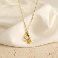Copper 18K Gold Plated IG Style Simple Style Inlay Gesture Heart Shape Wings Zircon Pendant Necklace main image 3