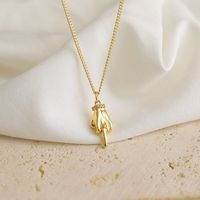 Copper 18K Gold Plated IG Style Simple Style Inlay Gesture Heart Shape Wings Zircon Pendant Necklace main image 6