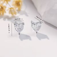 1 Pair Sweet Simple Style Heart Shape Plating Inlay Copper Zircon Ear Studs main image 4