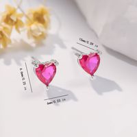 1 Pair Sweet Simple Style Heart Shape Plating Inlay Copper Zircon Ear Studs main image 3