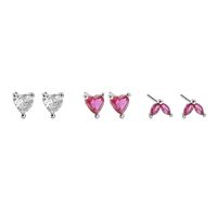 1 Pair Sweet Simple Style Heart Shape Plating Inlay Copper Zircon Ear Studs main image 5