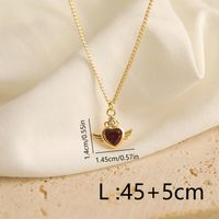 Copper 18K Gold Plated IG Style Simple Style Inlay Gesture Heart Shape Wings Zircon Pendant Necklace sku image 5
