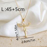 Copper 18K Gold Plated IG Style Simple Style Inlay Gesture Heart Shape Wings Zircon Pendant Necklace sku image 2