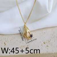 Copper 18K Gold Plated IG Style Simple Style Inlay Gesture Heart Shape Wings Zircon Pendant Necklace sku image 1