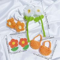 4 Pairs Cute Sunflower Flower Knitted Cotton Knit Drop Earrings sku image 2
