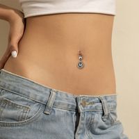 1 Piece Belly Rings Hip-Hop Retro Letter Copper Zircon Belly Rings main image 1