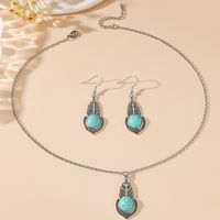 Simple Style Classic Style Water Droplets Alloy Inlay Turquoise Women's Earrings main image 1