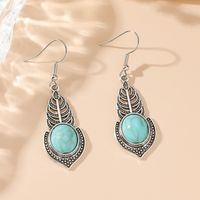 Simple Style Classic Style Water Droplets Alloy Inlay Turquoise Women's Earrings main image 2