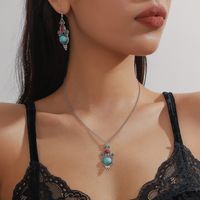 Vacation Water Droplets Zinc Alloy Inlay Turquoise Women's Earrings Necklace main image 1