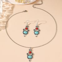 Vacation Water Droplets Zinc Alloy Inlay Turquoise Women's Earrings Necklace sku image 3