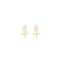 1 Pair Simple Style Geometric Flower Inlay Sterling Silver Zircon 14K Gold Plated Ear Studs main image 5