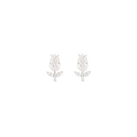 1 Pair Simple Style Geometric Flower Inlay Sterling Silver Zircon 14K Gold Plated Ear Studs main image 6
