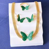 304 Stainless Steel 18K Gold Plated Elegant Plating Butterfly Jewelry Set main image 5