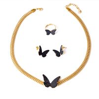 304 Stainless Steel 18K Gold Plated Elegant Plating Butterfly Jewelry Set main image 3
