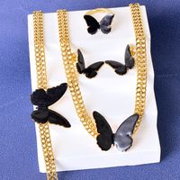304 Stainless Steel 18K Gold Plated Elegant Plating Butterfly Jewelry Set sku image 2