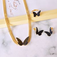 304 Stainless Steel 18K Gold Plated Elegant Plating Butterfly Jewelry Set sku image 1