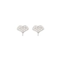 1 Pair Simple Style Classic Style Ginkgo Leaf Plating Inlay Sterling Silver Zircon 14K Gold Plated Ear Studs main image 5